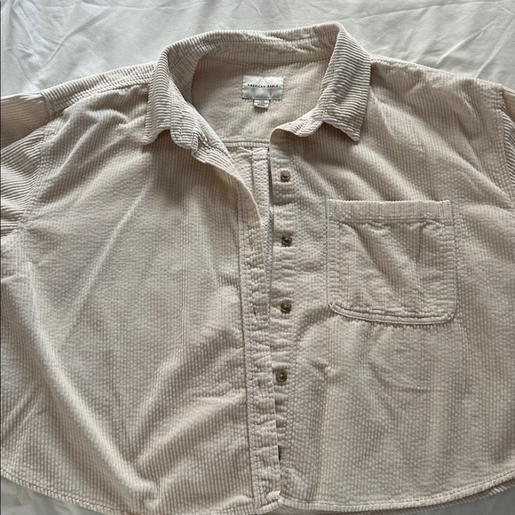 American Eagle Cream Corduroy Shirt - Picture 3 of 6